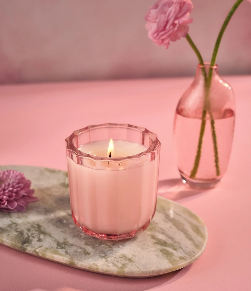 Aromatique The Smell of Spring Ribbed Glass Candle, 8 oz.