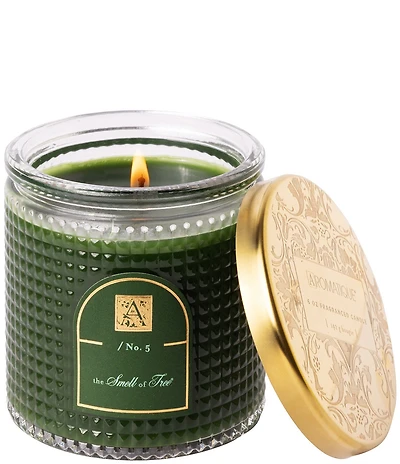 Aromatique The Smell of Tree Textured Glass Candle with Lid, 6 oz.
