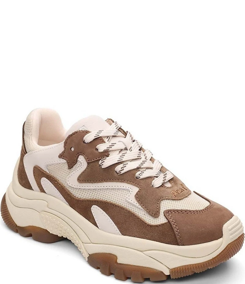 ASH Addict Leather and Suede Lace Up Wedge Sneakers