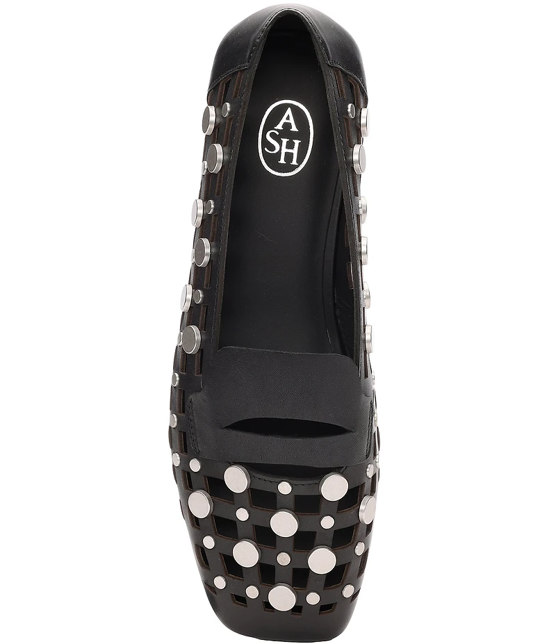 ASH Bali Caged Leather Studded Penny Loafers