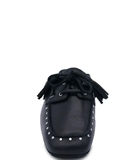 ASH Bavaria Studded Leather Tassel Tie Mules