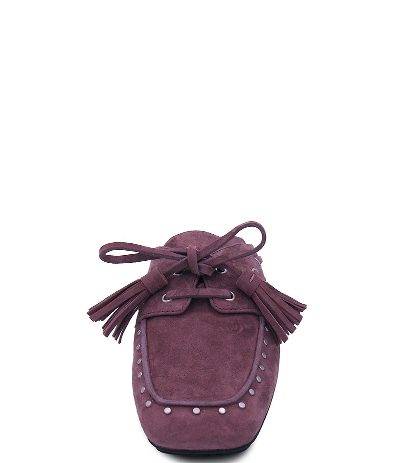 ASH Bavaria Studded Suede Tassel Tie Mules