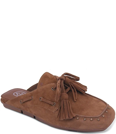 ASH Bavaria Studded Suede Tassel Tie Mules