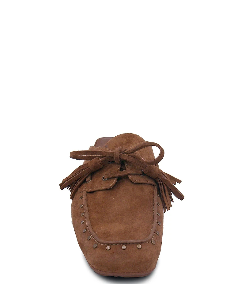 ASH Bavaria Studded Suede Tassel Tie Mules