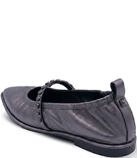 ASH Bella Crinkle Metallic Leather Studded Mary Jane Flats