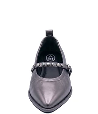 ASH Bella Crinkle Metallic Leather Studded Mary Jane Flats
