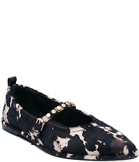 ASH Bella Pony Print Calf Hair Studded Mary Jane Flats