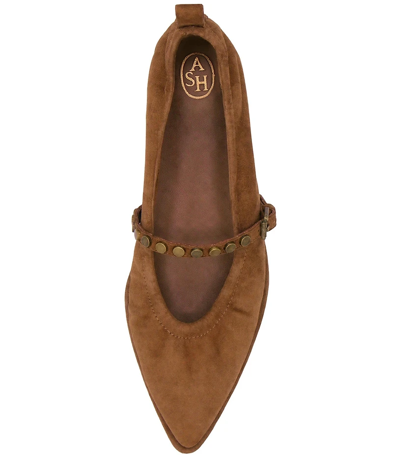 ASH Bella Suede Studded Mary Jane Flats