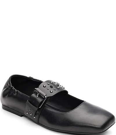 ASH Beverly Studded Leather Mary Jane Flats