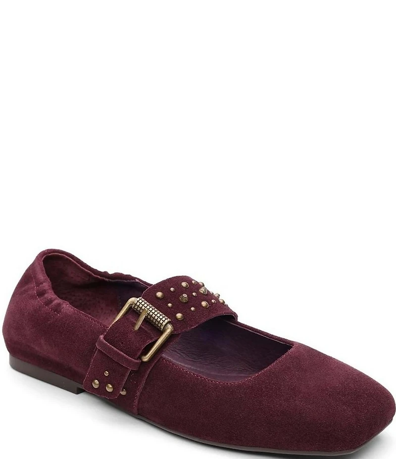 ASH Beverly Suede Studded Mary Jane Flats