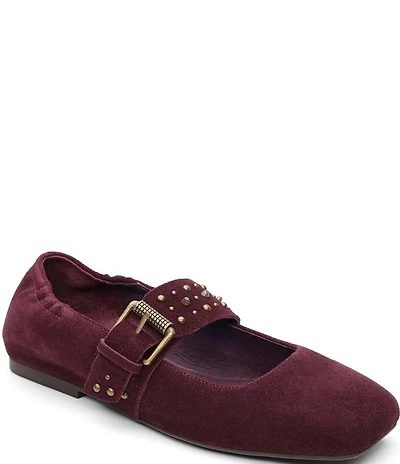 ASH Beverly Suede Studded Mary Jane Flats