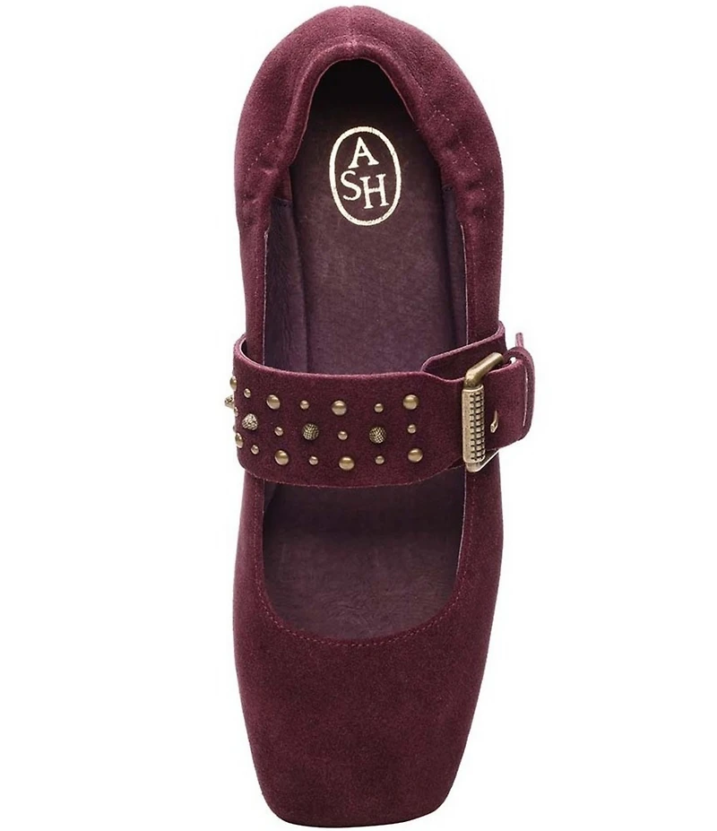 ASH Beverly Suede Studded Mary Jane Flats