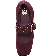 ASH Beverly Suede Studded Mary Jane Flats