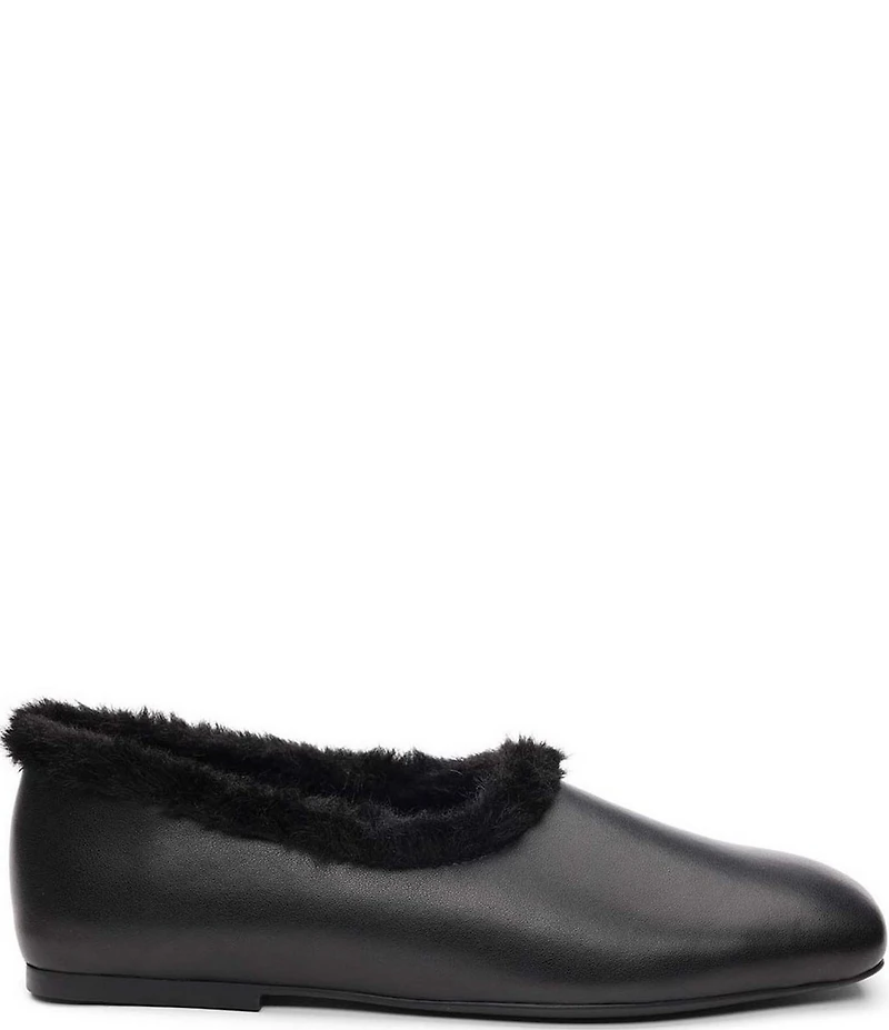 ASH Bianca Faux Fur Square Toe Ballet Flats
