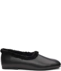 ASH Bianca Faux Fur Square Toe Ballet Flats