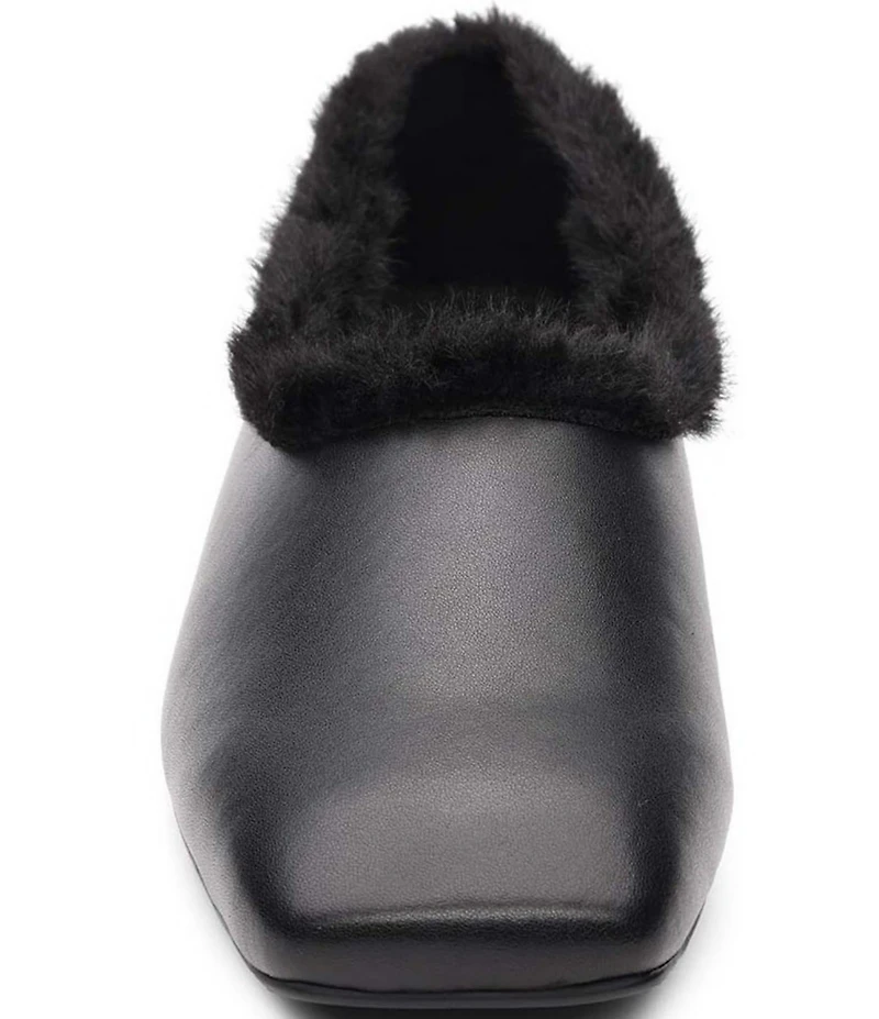 ASH Bianca Faux Fur Square Toe Ballet Flats