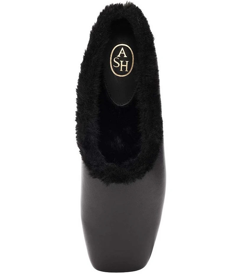 ASH Bianca Faux Fur Square Toe Ballet Flats