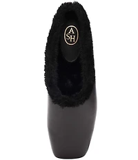 ASH Bianca Faux Fur Square Toe Ballet Flats