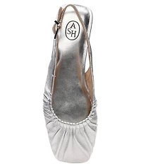 ASH Bibi Ruched Leather Slingback Ballet Flats