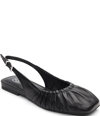 ASH Bibi Ruched Leather Slingback Ballet Flats