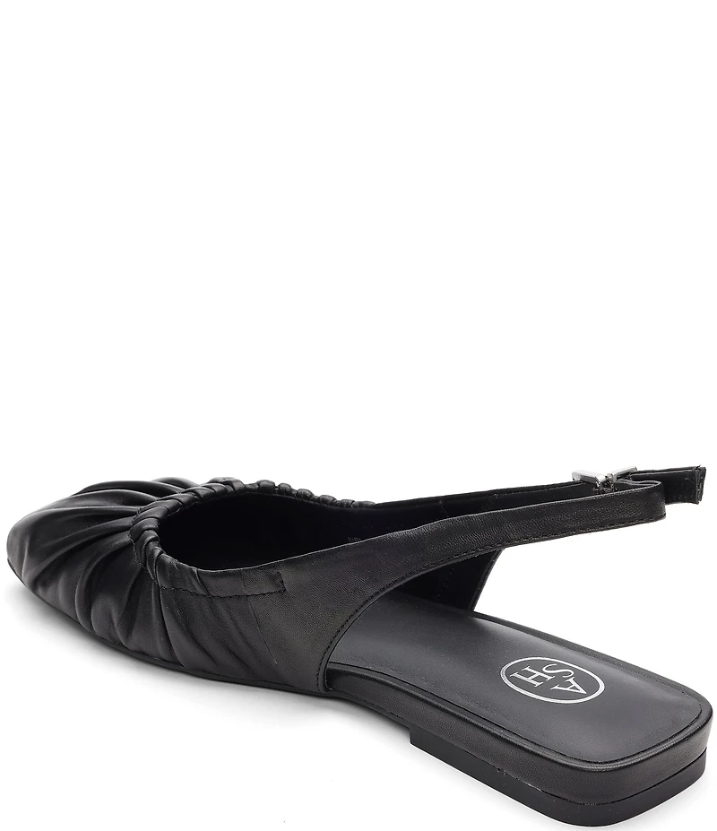 ASH Bibi Ruched Leather Slingback Ballet Flats