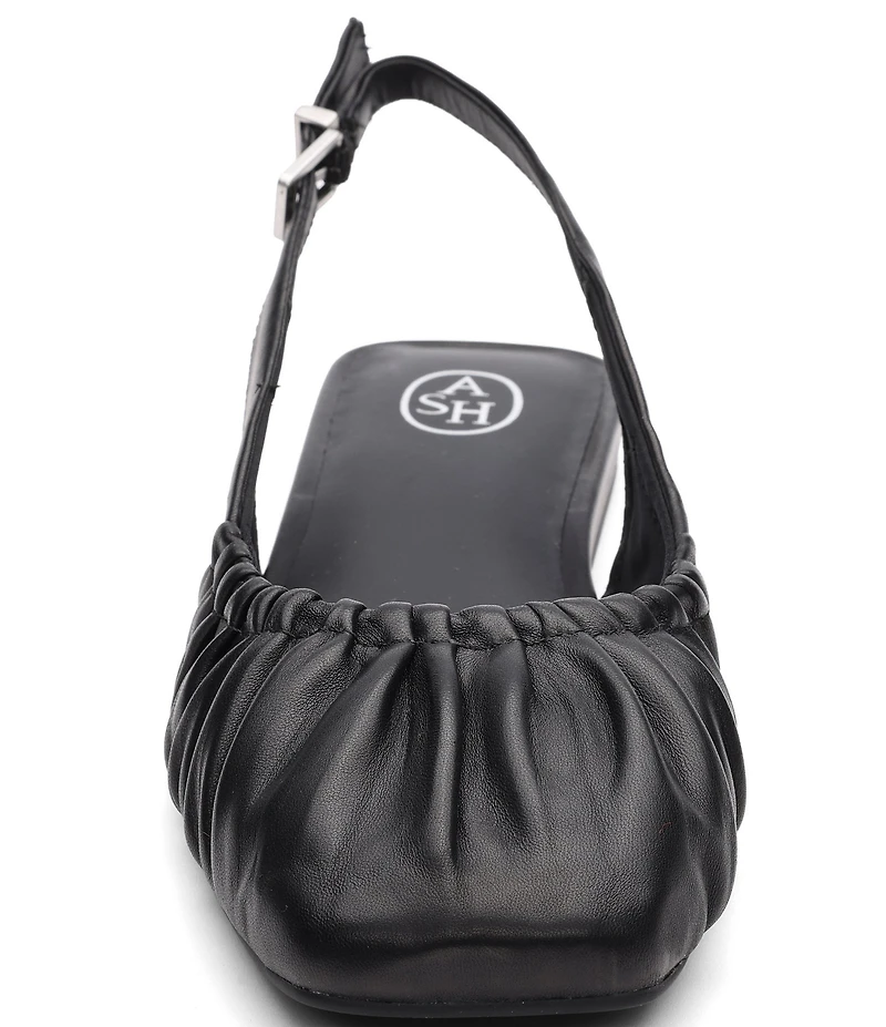 ASH Bibi Ruched Leather Slingback Ballet Flats