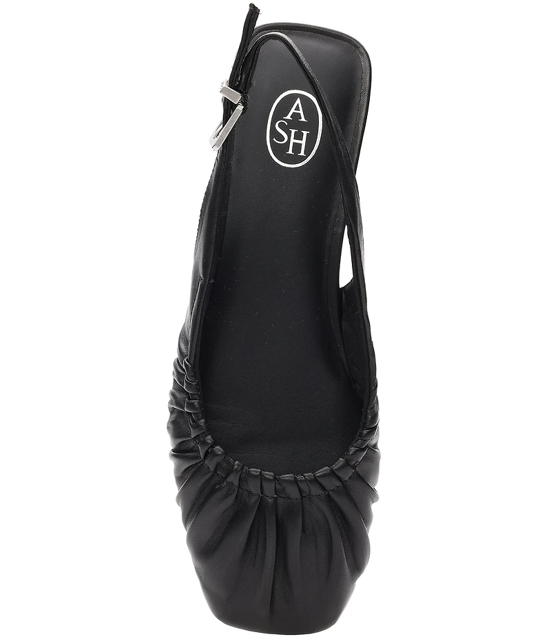 ASH Bibi Ruched Leather Slingback Ballet Flats