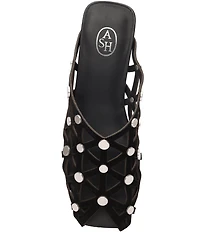 ASH Bone Suede Geo Cut Out Studded Mules