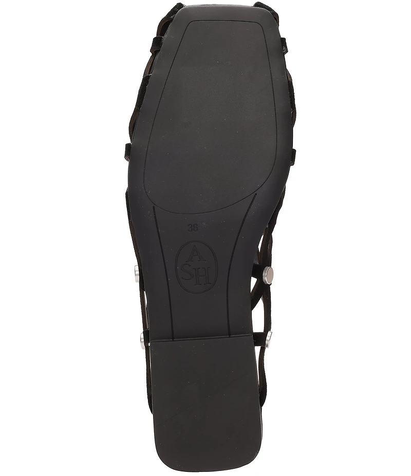 ASH Bone Suede Geo Cut Out Studded Mules