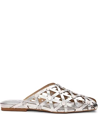 ASH Bone Metallic Leather Geo Cut Out Studded Mules