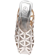 ASH Bone Metallic Leather Geo Cut Out Studded Mules