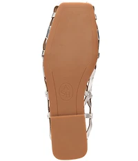 ASH Bone Metallic Leather Geo Cut Out Studded Mules