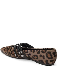 ASH Britnie Leopard Print Hair Calf Studded Mary Jane Flats