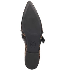 ASH Britnie Leopard Print Hair Calf Studded Mary Jane Flats