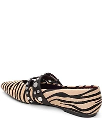 ASH Britnie Zebra Print Hair Calf Studded Mary Jane Flats