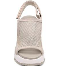 ASH Ceva Mesh Leather Sporty Slingback Platform Wedge Sandals