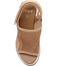 ASH Ceva Mesh Leather Sporty Slingback Platform Wedge Sandals