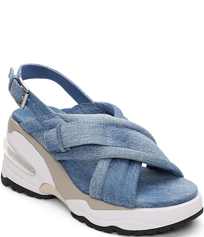 ASH Delia Denim Sporty Platform Wedge Sandals