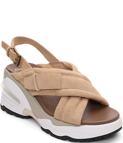 ASH Delia Suede Sporty Slingback Platform Wedge Sandals