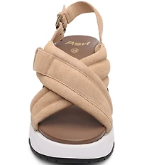 ASH Delia Suede Sporty Slingback Platform Wedge Sandals