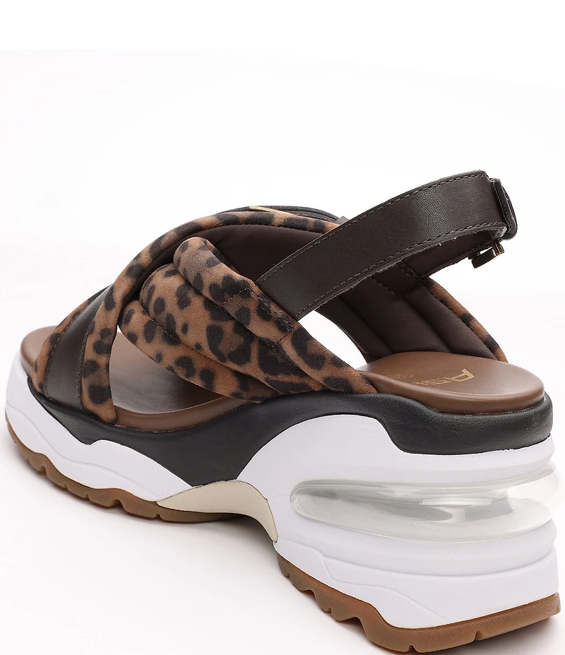 ASH Dixie Bis Leopard Print Suede Slingback Wedge Sport Sandals