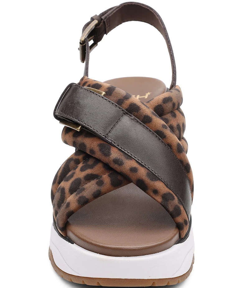 ASH Dixie Bis Leopard Print Suede Slingback Wedge Sport Sandals