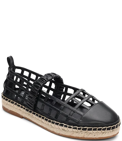 ASH Elly Leather Caged Mary Jane Espadrille Flats
