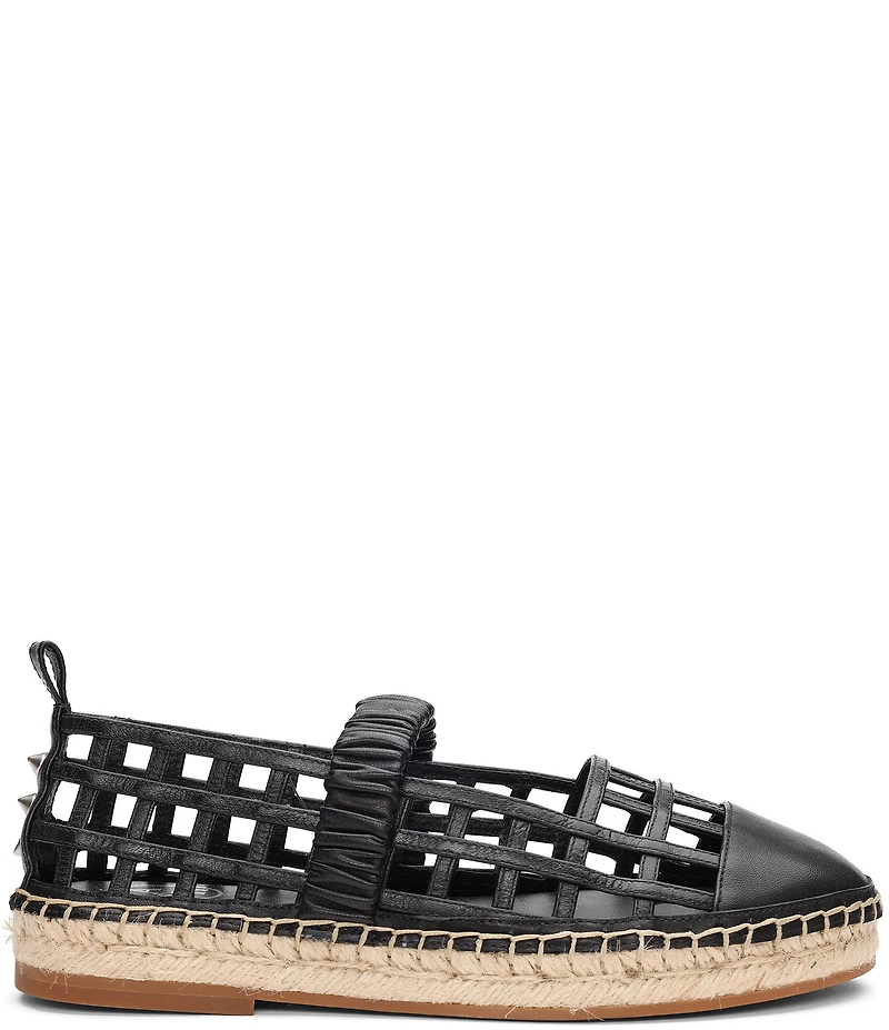 ASH Elly Leather Caged Mary Jane Espadrille Flats