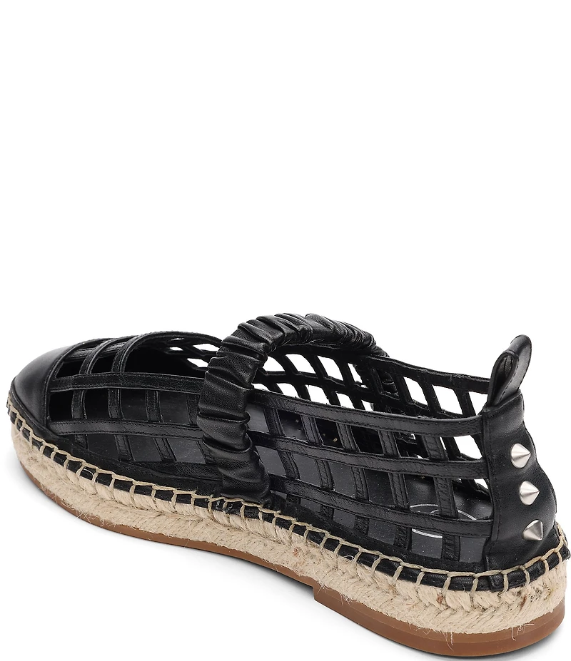 ASH Elly Leather Caged Mary Jane Espadrille Flats