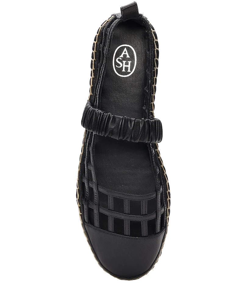 ASH Elly Leather Caged Mary Jane Espadrille Flats