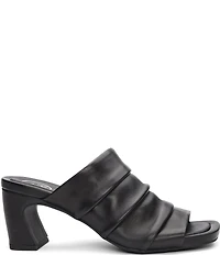 ASH Eva Ruched Leather Sculptural Heel Slide Sandals