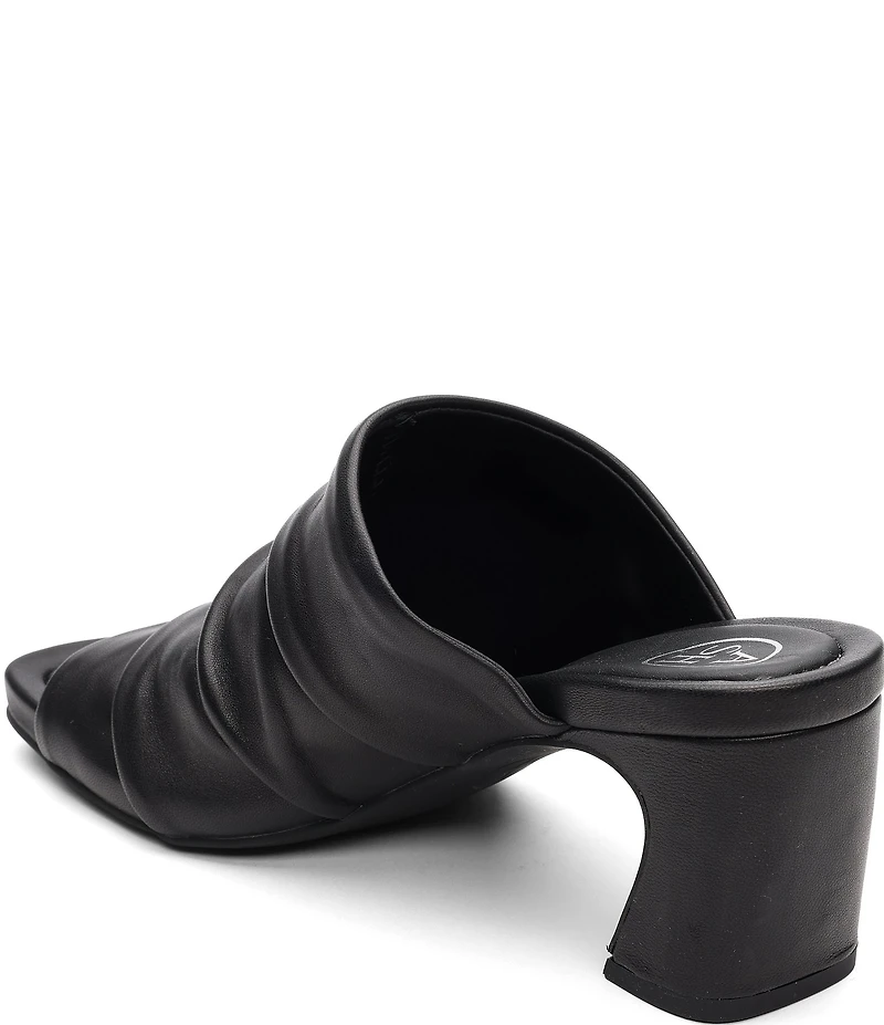 ASH Eva Ruched Leather Sculptural Heel Slide Sandals