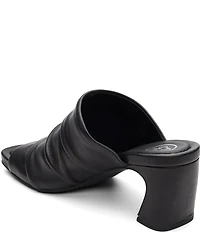 ASH Eva Ruched Leather Sculptural Heel Slide Sandals