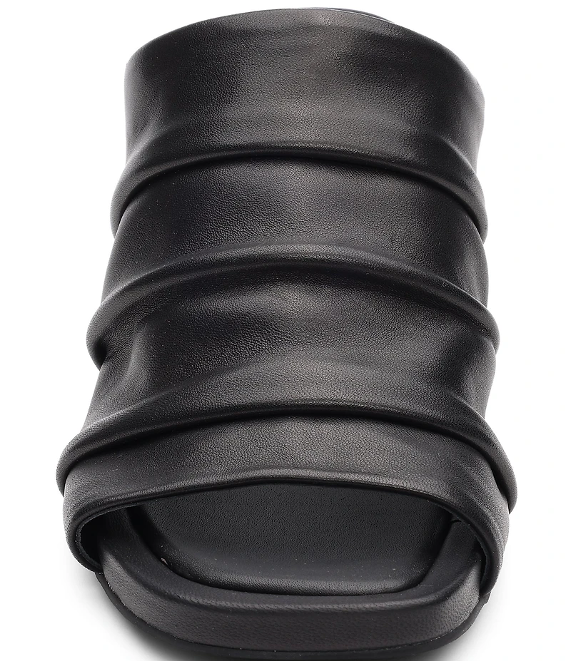 ASH Eva Ruched Leather Sculptural Heel Slide Sandals